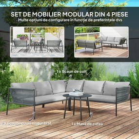 Outsunny Set Grădină Modular 5 Locuri Gri Închis | Aosom Romania