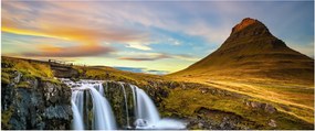 Tablou cu munții și cascade pe Islanda (120x50 cm)