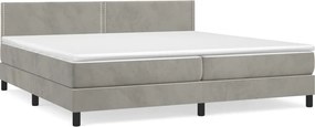 vidaXL Pat box spring cu saltea, gri deschis, 200x200 cm, catifea