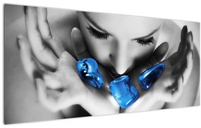 Tablou cu portretul femeii cu pietre (120x50 cm)
