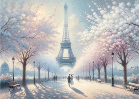 Tablou pe sticlă - Pictură din Paris (70x50 cm)