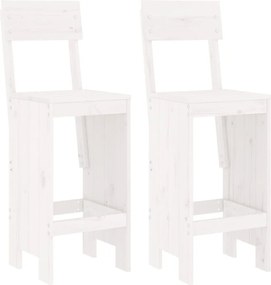 vidaXL Taburete de bar, 2 buc., alb, 40x48,5x115,5 cm, lemn masiv pin