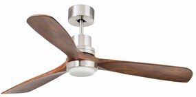 Lustra cu Ventilator si telecomanda LANTAU L LED nickel/ lemn maro