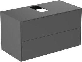 Dulap baza suspendat Ideal Standard Atelier Conca antracit mat 2 sertare si blat cu decupaj central 100 cm