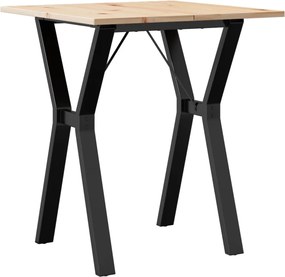 vidaXL Masă de bucătărie, cadru Y, 70x70x75 cm lemn masiv pin și Oţel