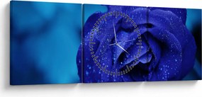 Tablou cu trandafir albastru (cu ceas) (90x30 cm)