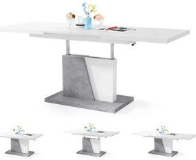 Măsuță de cafea pliabilă cu blat rabatabil NINO alb/gri