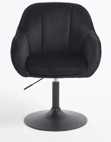HR2055N Scaun Neagră din Catifea cu Bază Neagră