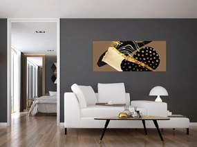 Tablou - Abstracție maro auriu N⁰1 (120x50 cm)
