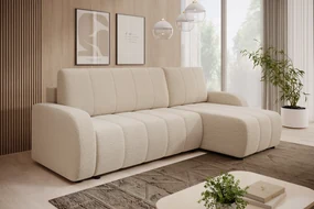 Colțar extensibil Lapios dreapta cu funcție de dormit – tapițerie boucle crem Lambi 8