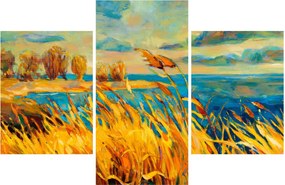 Tablou - Apus de soare peste lac, pictură acrilică (90x60 cm)