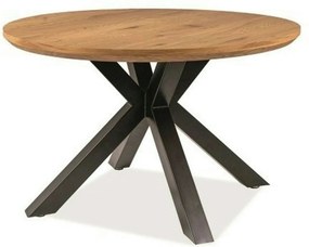 Masa rotunda sufragerie RITMO, stejar/negru, 120x120x78 cm
