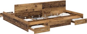 vidaXL Cadru de pat cu depozitare cu headboard Lemn Vechi 180 x 200 cm