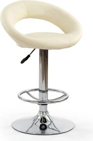 Scaun bar H15, crem/crom, piele ecologica/metal, 54x46x80/102 cm