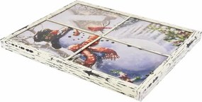 Pictură pe perete Om de zăpadă la fereastră, 3 LED-uri, 49 x