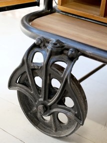 Etajera - Bar stil industrial, din lemn reciclat, cu spatii de depozitare