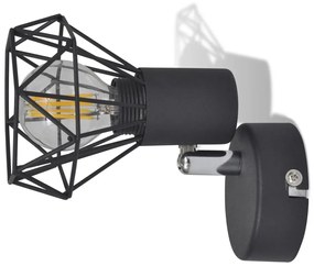 Aplice perete cadru sarma, stil industrial, negru, bec cu filament LED