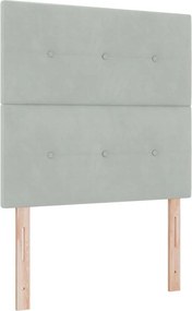 vidaXL Pat cu arc LED cu saltea Gri deschis 90 x 190 cm Catifea