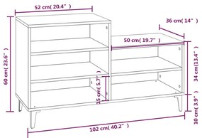 Pantofar, alb, 102x36x60 cm, lemn compozit