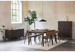 Comodă maro închis joasă cu aspect de lemn de stejar 160x73 cm Arun – Unique Furniture