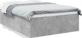 vidaXL Cadru de pat, gri beton, 135x190 cm, lemn prelucrat