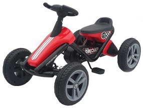 Kart cu pedale pentru copii NOVOKIDS® Dakkar Kart PRO, Carena, Structura metalica, Mers cu spatele, Rosu