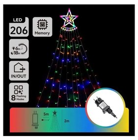 Aigostar - Decorațiune luminoasă de Crăciun pentru exterior, LED RGBY, 206 LED, 6 W, 230 V, 2 m, IP44