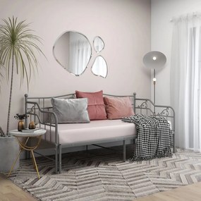 Cadru pat canapea extensibila, gri, 90x200 cm, metal Gri