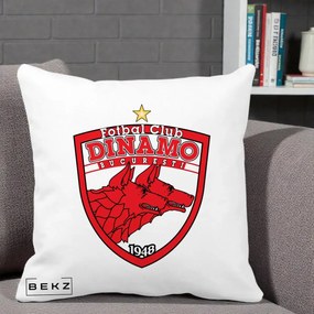 Perna Personalizata FC Dinamo Bucuresti 1948 Fotbal, 40x40 cm, Alba Mata, Husa Detasabila, Perna Inclusa, BEKZ®