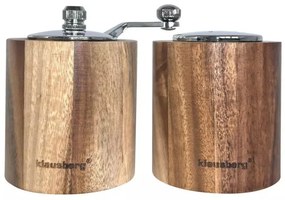 Set rasnitа pentru piper si solnita Klausberg KB 7859, Mecanism ceramic, lLemn de salcam, Maro