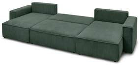 Colțar in formă de U Extensibil CLOUD, cu ladă de depozitare, 356x142x83cm, Verde-Fjord