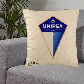 Perna Personalizata Unirea Dej 1921 Fotbal, 40x40 cm, Bej, Husa Detasabila, Perna Inclusa, BEKZ®