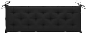 Banca gradina cu perna neagra, 150 cm, lemn masiv tec 150 cm, Negru, 1, Negru