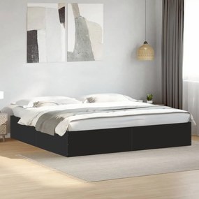 3280987 vidaXL Cadru de pat, negru, 200x200 cm, lemn prelucrat