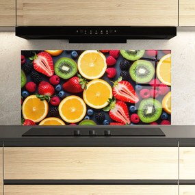 Panou Sticla Bucatarie, 60x150cm, Protectie aragaz, Antistropi, Termorezistent, Alimente, Fructe, Orange Fruit Mix