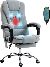 Vinsetto Fotoliu de birou cu masaj și încălzire, scaun de birou, înălțime reglabilă, spătar înclinabil, 65x70x111-119cm, gri | Aosom Romania