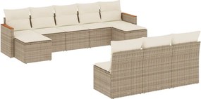 vidaXL Set canapele de grădină cu perne, 10 piese, bej, poliratan