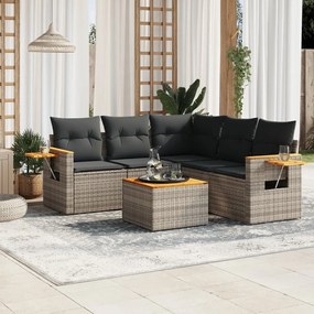 3226809 vidaXL Set mobilier grădină cu perne, 6 piese, gri, poliratan