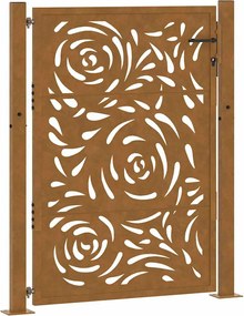 vidaXL Poartă de grădină 100x150 cm, oțel rezistent la intemperii, model flacără