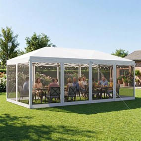 Outsunny Foisor de gradina cu plasa de tantari, alb, 3x6m | Aosom Romania