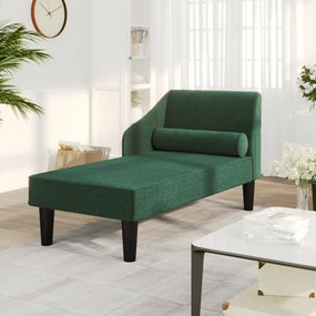 340730 vidaXL Șezlong cu suport, verde închis, material textil