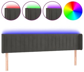 vidaXL Tăblie de pat cu LED gri închis 183x16x78/88 cm catifea