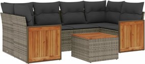 vidaXL Set canapele de grădină, 7 piese, cu perne, gri, poliratan