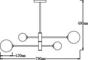 Lustră cu tijă DORADO 4xG9/40W/230V neagră