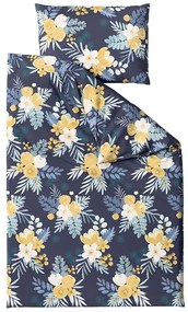 Lenjerie de pat din microfibra FLOWERISH albastru inchis Dimensiune lenjerie de pat: 70 x 90 cm | 140 x 220 cm