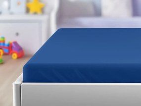 Cearsaf jersey pentru patut de copii EXCLUSIVE albastru inchis 60 x 120 cm