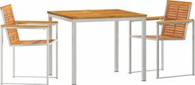 vidaXL Set de masă pentru grădină 3 pcs Maro Lemn Solid de Acacia