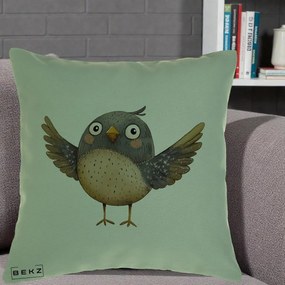 Perna Decorativa Pasare cu Aripi Intinse, 40x40 cm, Verde, Husa Detasabila, Perna Inclusa, BEKZ®