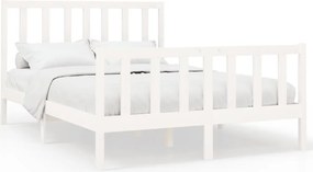 vidaXL Cadru de pat fără saltea, alb, 140x190 cm, lemn masiv de pin