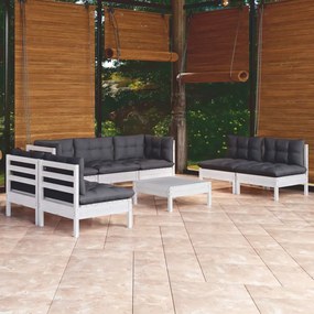 vidaXL Set mobilier grădină cu perne, 8 piese, lemn masiv pin